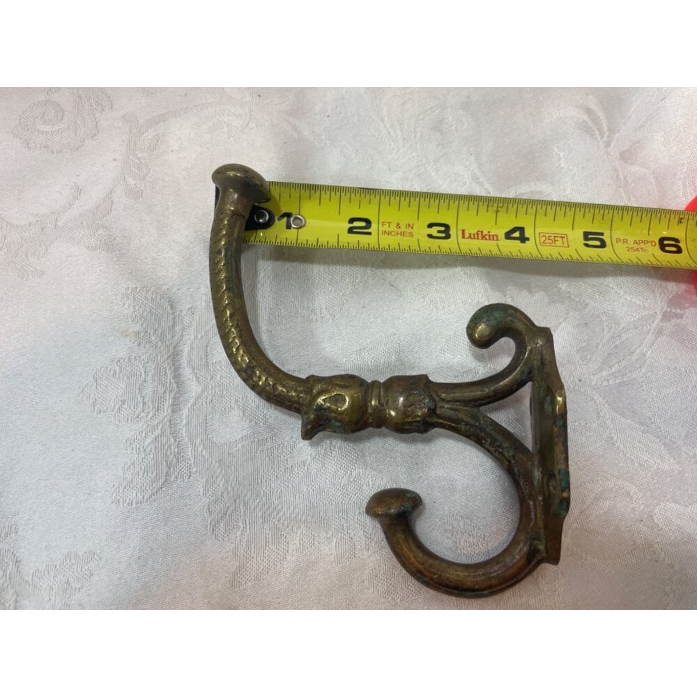 Antique Victorian Brass Double Coat Hook By Adams & Westlake Co. - Picture 5 of 5